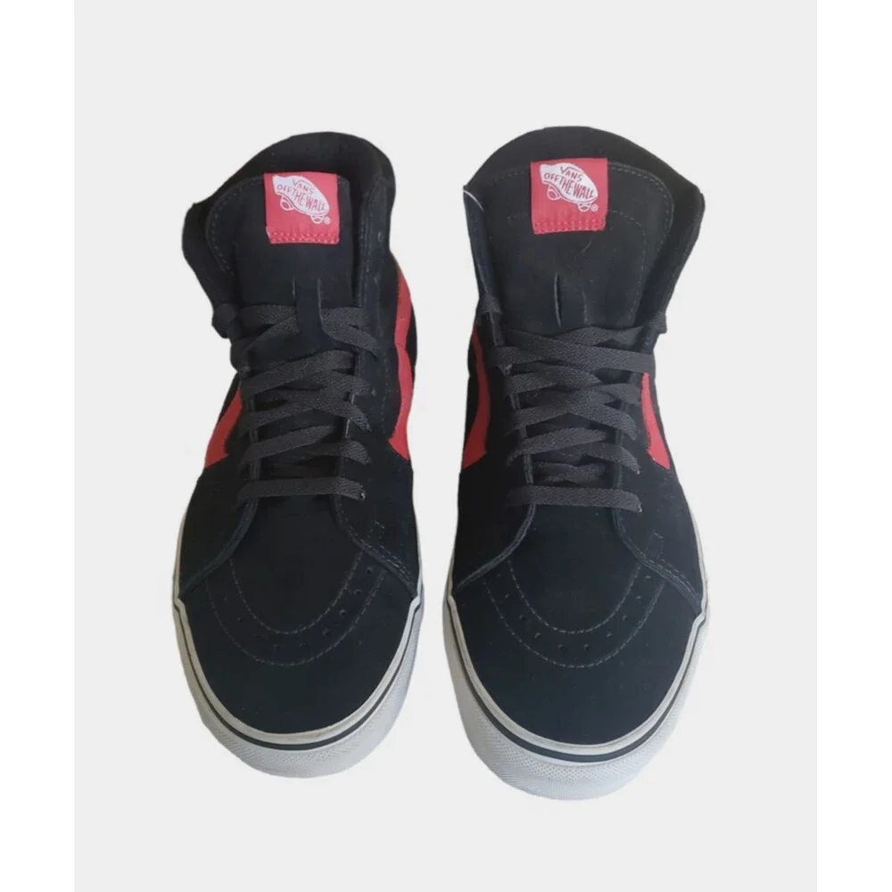 VANS SK8-HI BLACK/RED CLASSIC SKATEBOARDING CANVAS SUEDE SHOES MEN's SZ 11 NEW